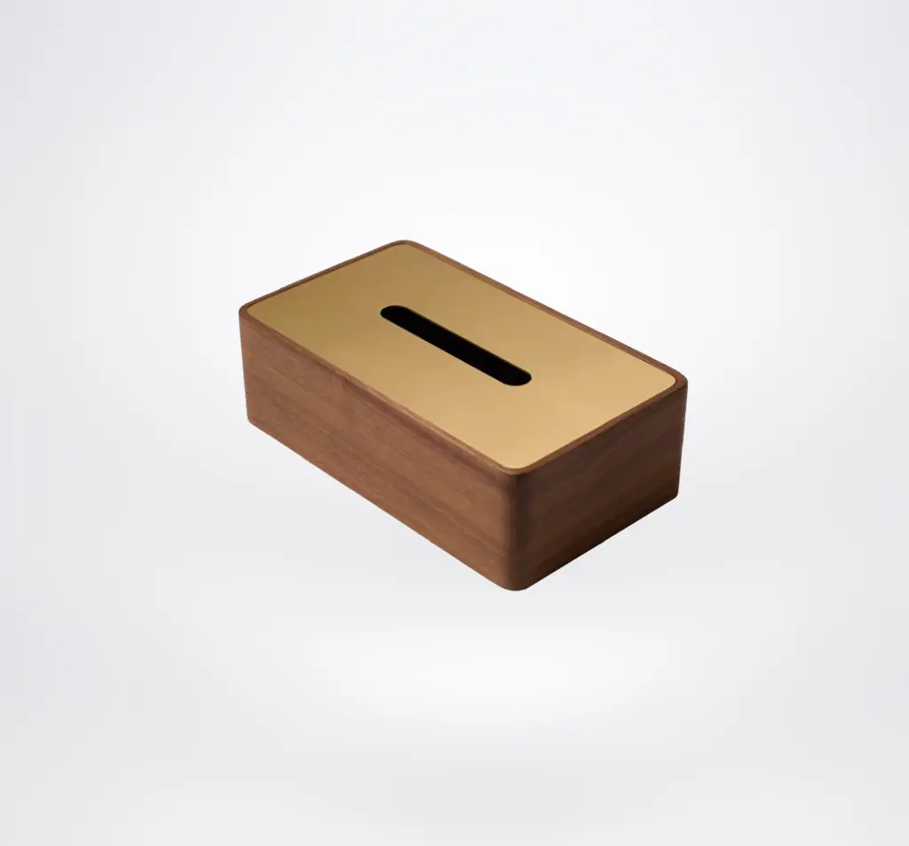 [87830/CR] Walnut - Rectangular Tissue Box (Polished Chrome)